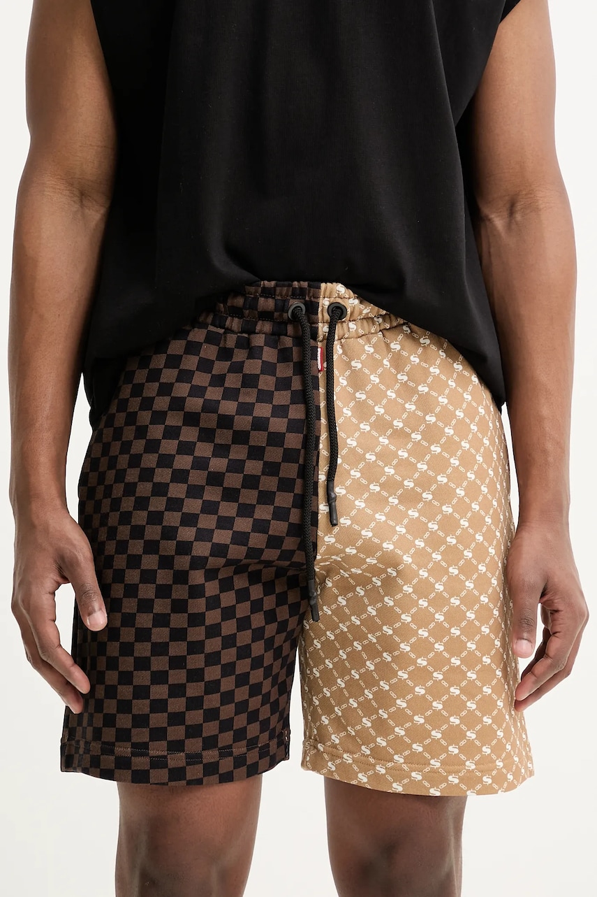 Sprayground pantaloni scurti din bumbac barbati, culoarea maro, 20SP029D Sprayground pantaloni scurti din bumbac barbati, culoarea maro, 20SP029D