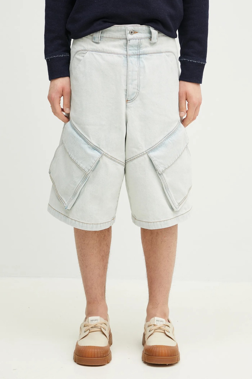 Marcelo Burlon szorty jeansowe Bleach Dnm Wide Cargo Shorts Light Blue
