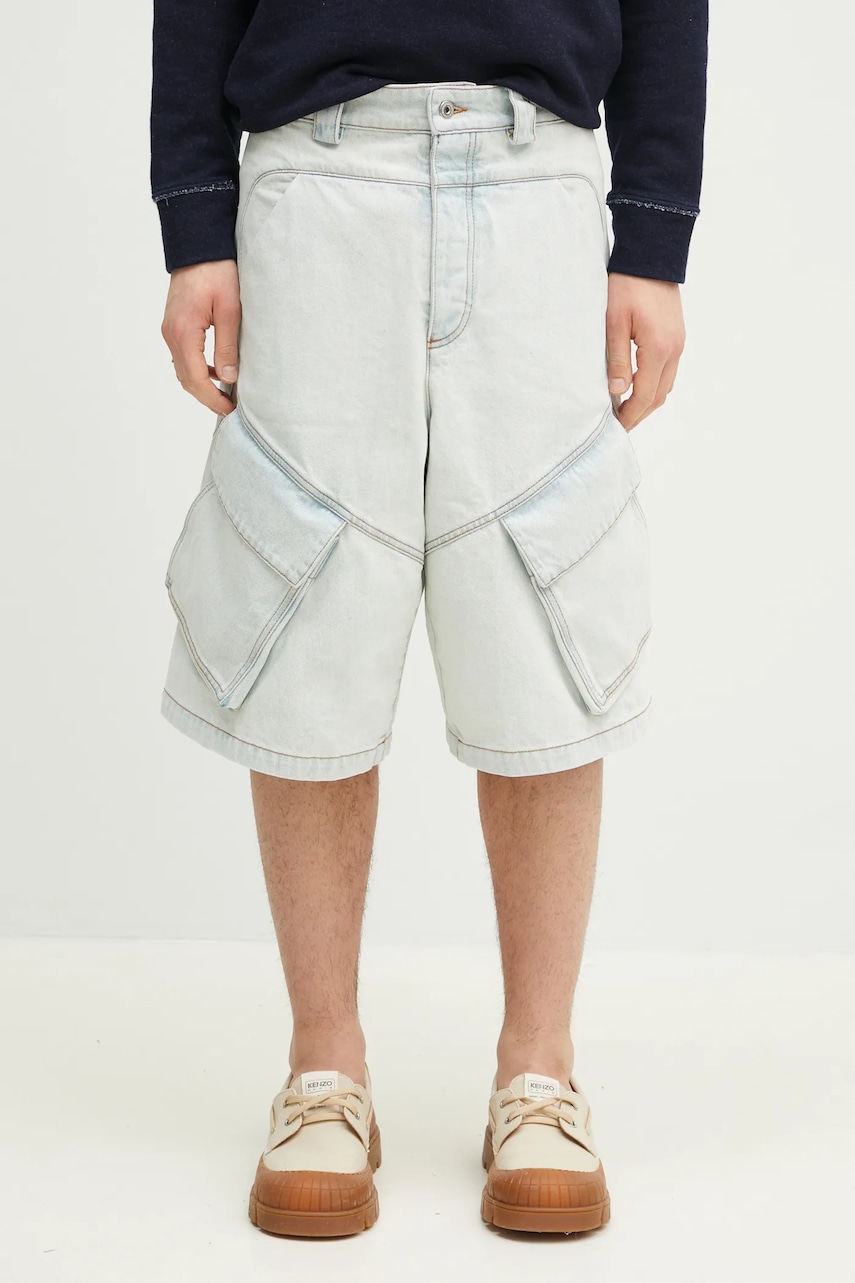 Marcelo Burlon szorty jeansowe Bleach Dnm Wide Cargo Shorts Light Blue
