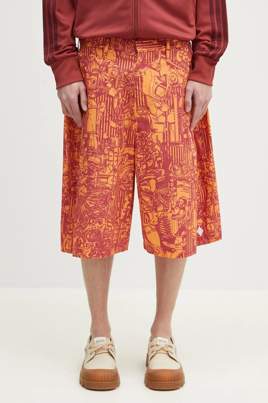 Marcelo Burlon pantaloni scurti din bumbac Aop Mech Pajama Shorts Orange Burgundy