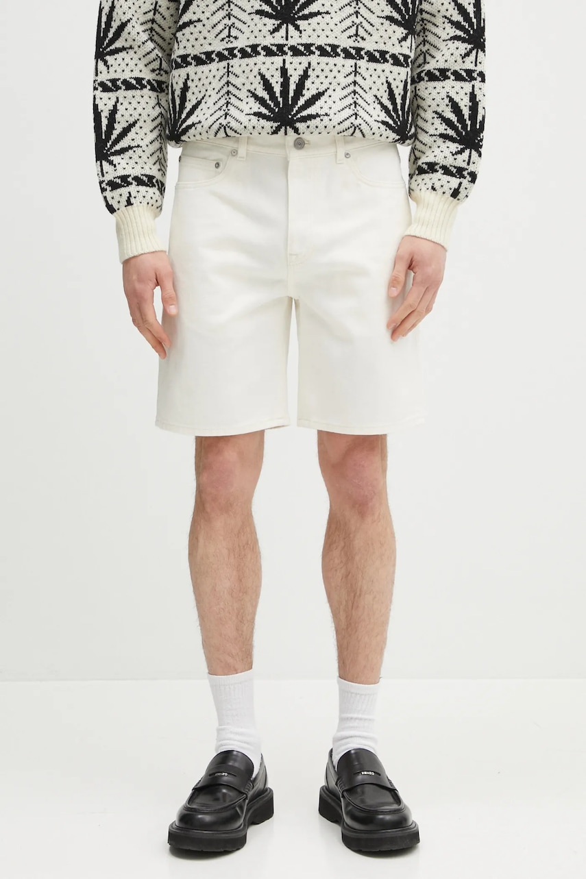 Lacoste pantaloni scurți jeans culoarea bej, FH9932