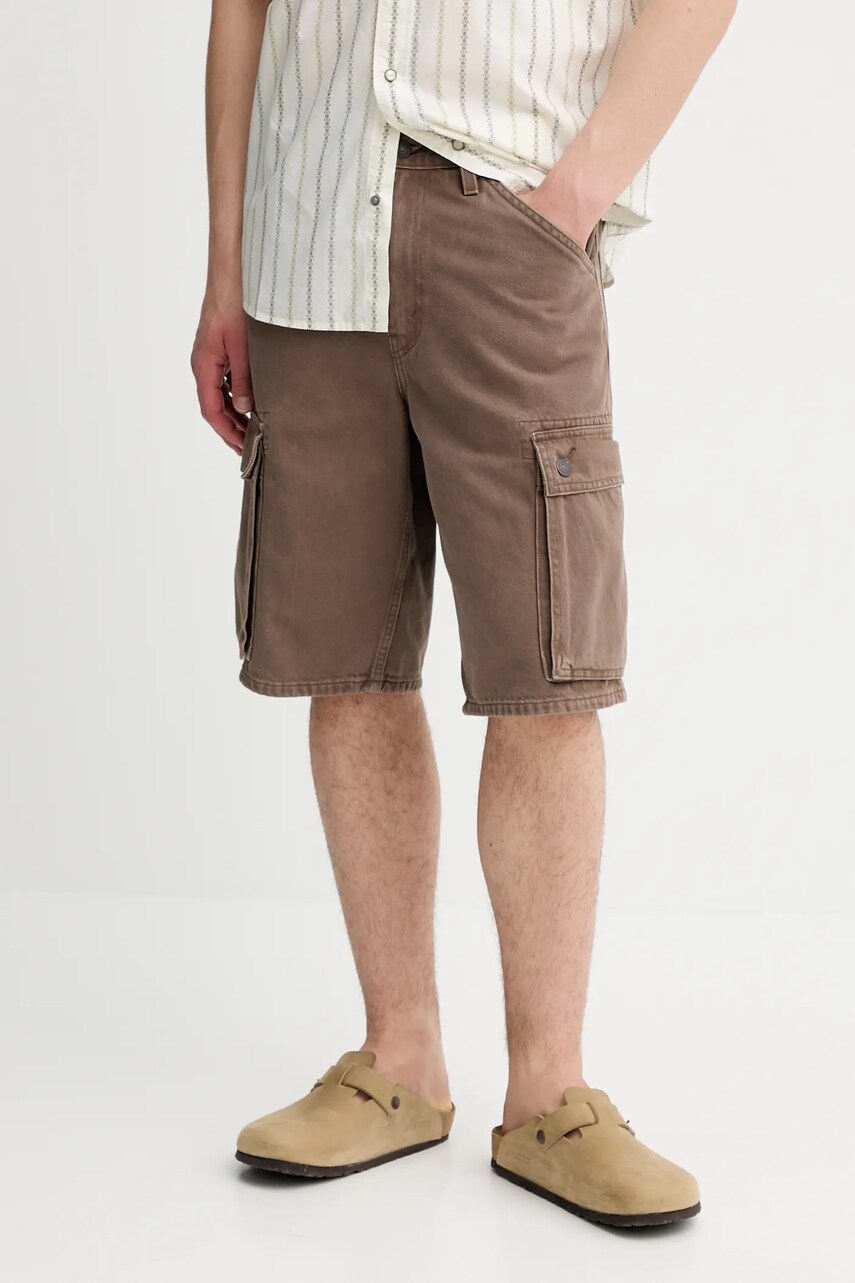 Levně Džínové šortky Levi's 478 BAGGY CARGO SHORTS pánské, hnědá barva, 001GU
