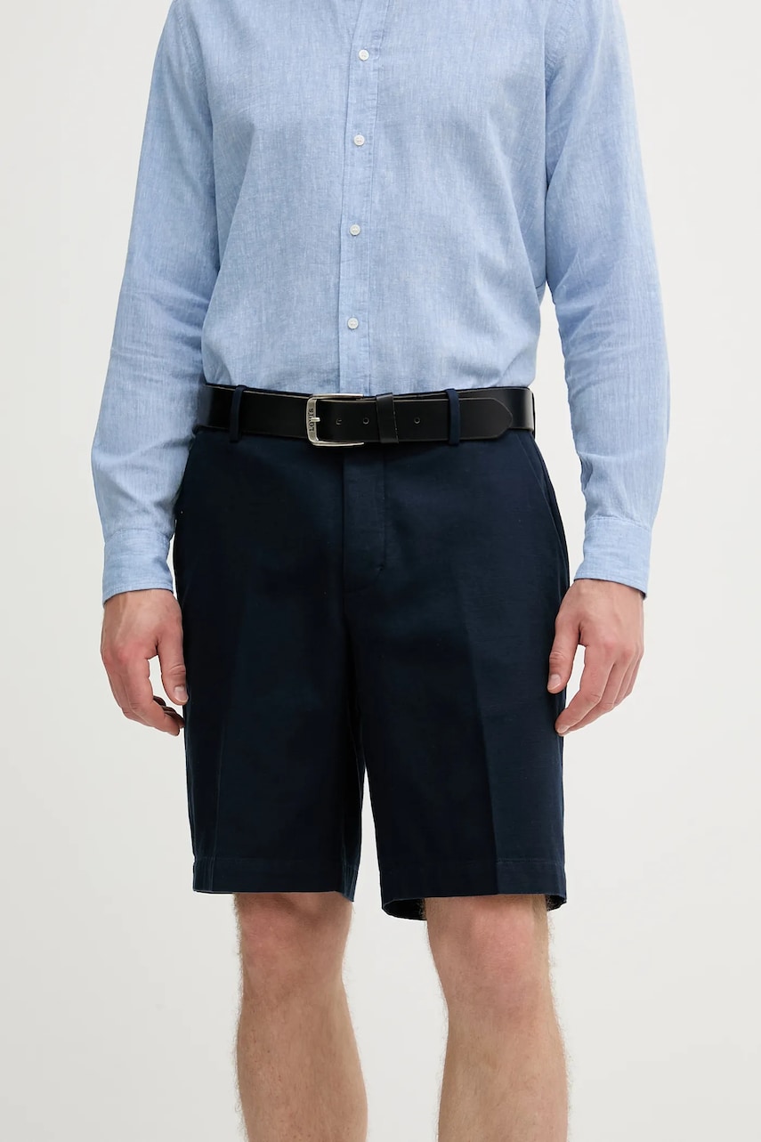 Sisley pantaloni scurti din bumbac culoarea bleumarin, 4GJ0S9018
