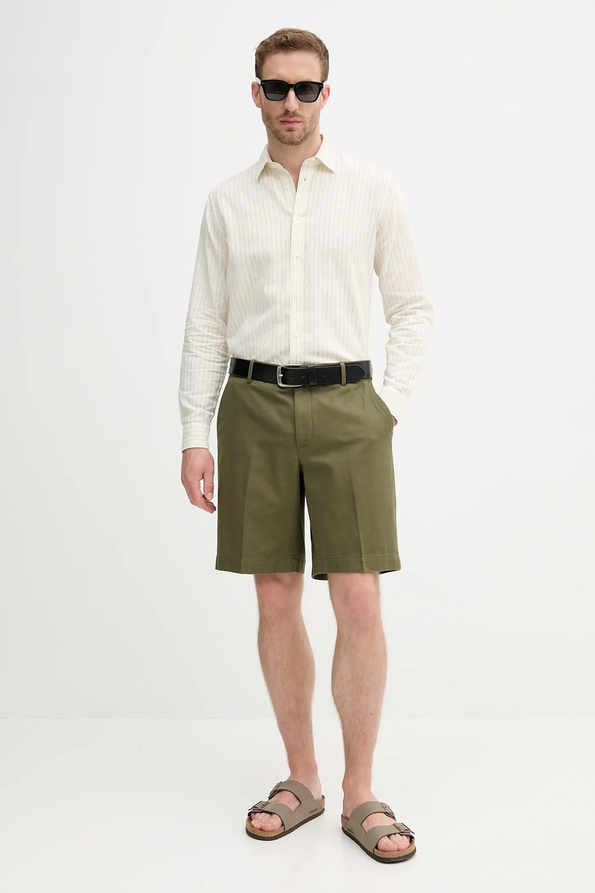 Хлопковые шорты Sisley цвет зелёный 4GJ0S9018