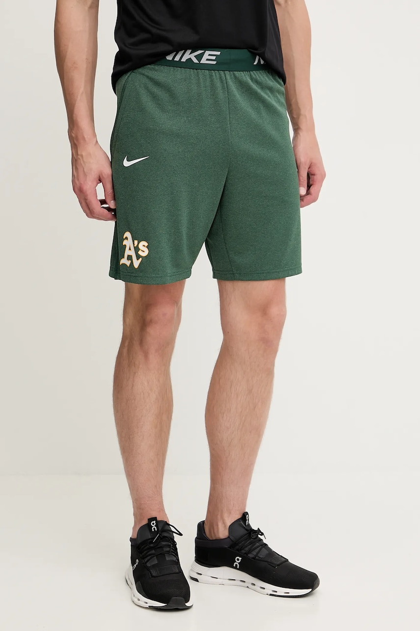 Nike pantaloni scurti de antrenament Oakland Athletics culoarea verde, 015E-11E6-FZ-HVB