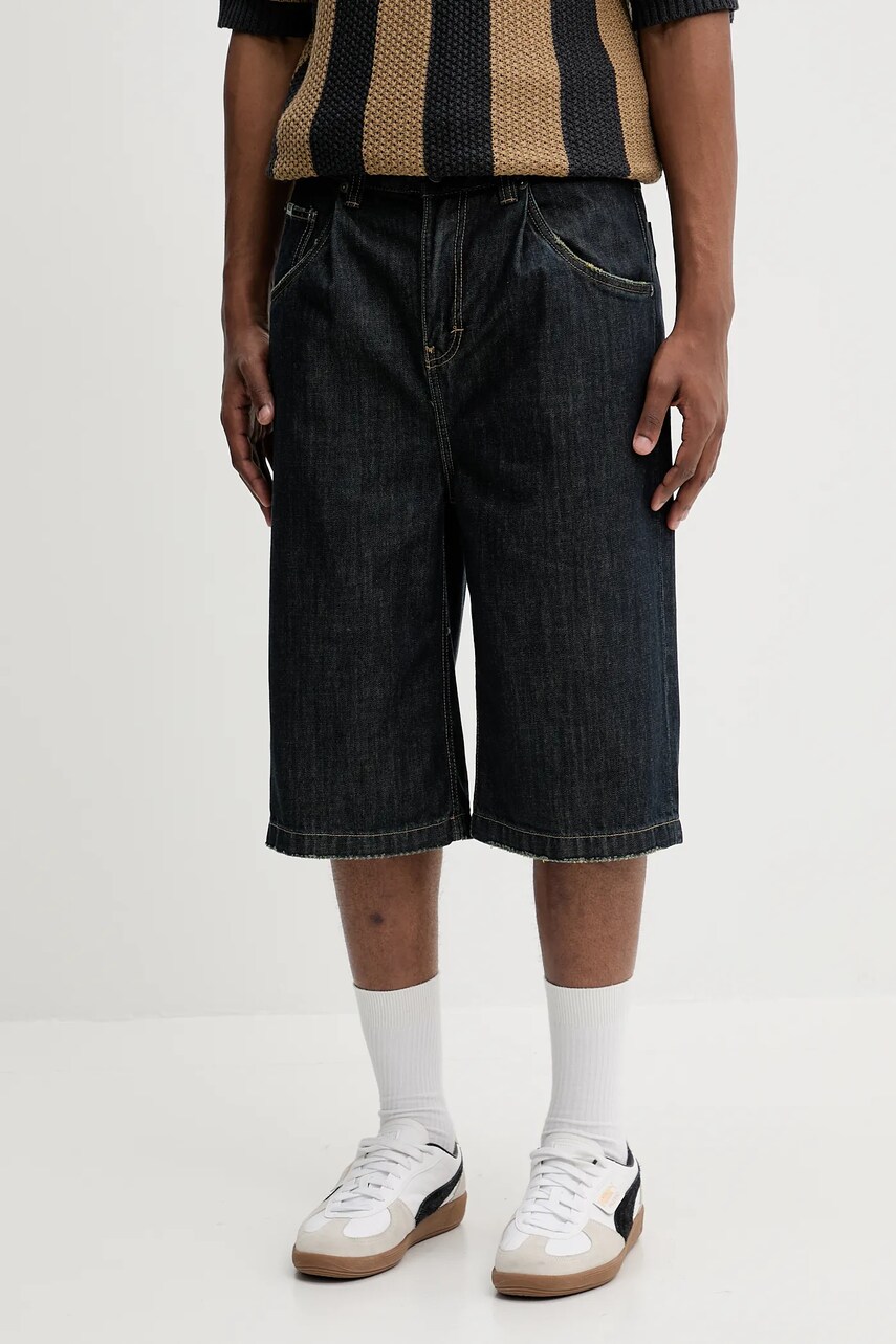 The Ragged Priest pantaloni scurți jeans culoarea bleumarin, RPSS252025DN