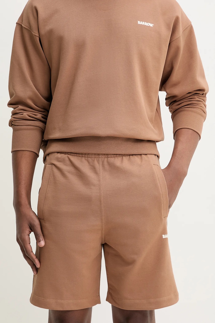 Barrow pantaloni scurti din bumbac culoarea maro, neted, S5BWUABE082