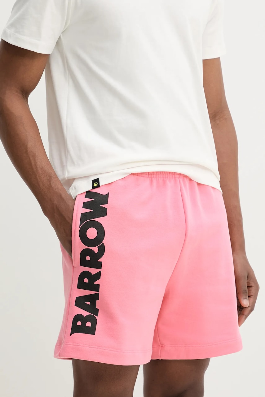 Barrow pantaloni scurti din bumbac culoarea roz, cu imprimeu, S5BWUABE089 Barrow pantaloni scurti din bumbac culoarea roz, cu imprimeu, S5BWUABE089