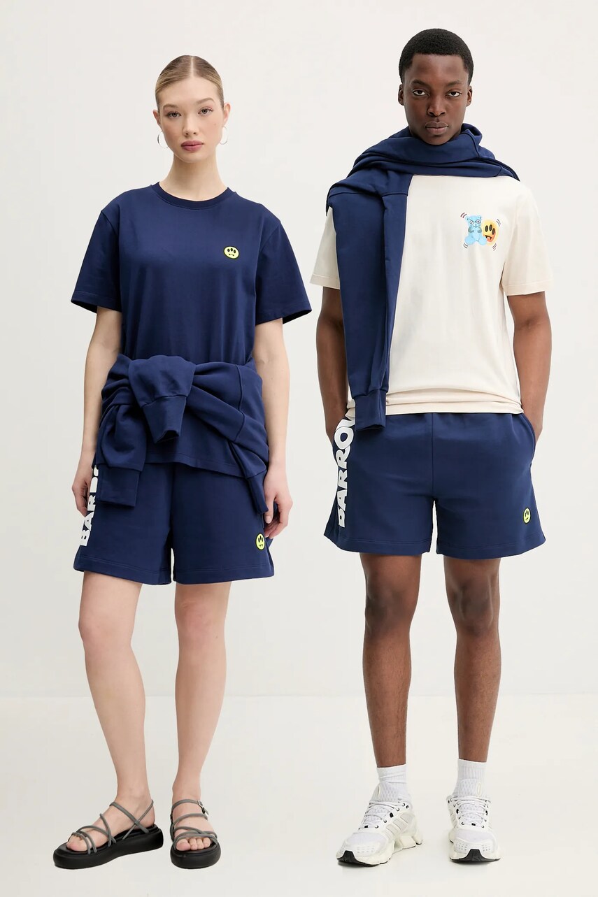 Barrow pantaloni scurti din bumbac culoarea albastru marin, cu imprimeu, S5BWUABE089