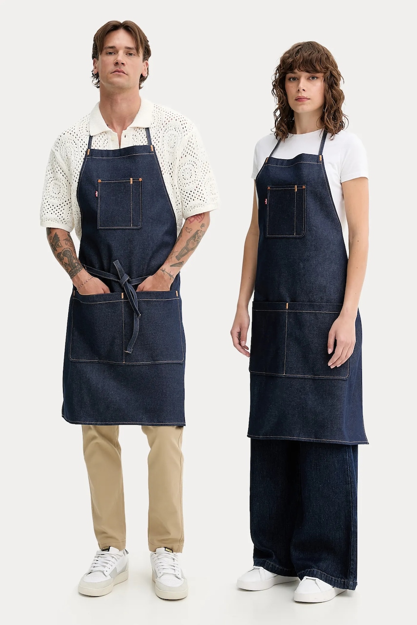 Levi\'s șorț de bucătărie din bumbac culoarea albastru marin