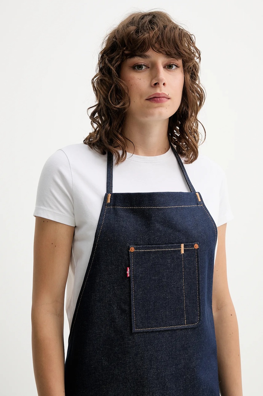 Βαμβακερή ποδιά κουζίνας Levi's χρώμα: ναυτικό μπλε φωτογραφία