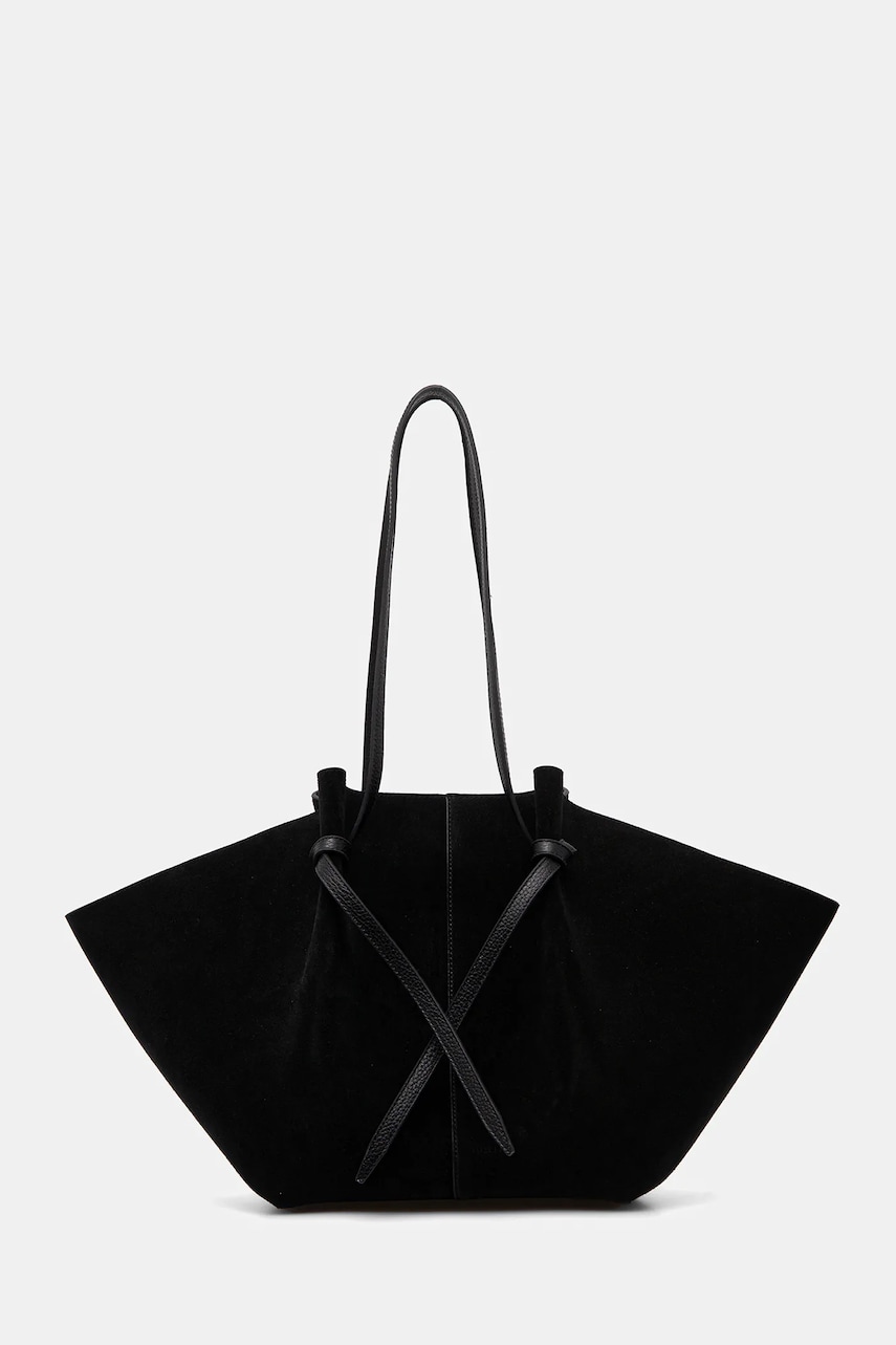 Yuzefi geantă de mana din piele întoarsă LARGE MOCHI culoarea negru, YUZCO-HB-LM-S011