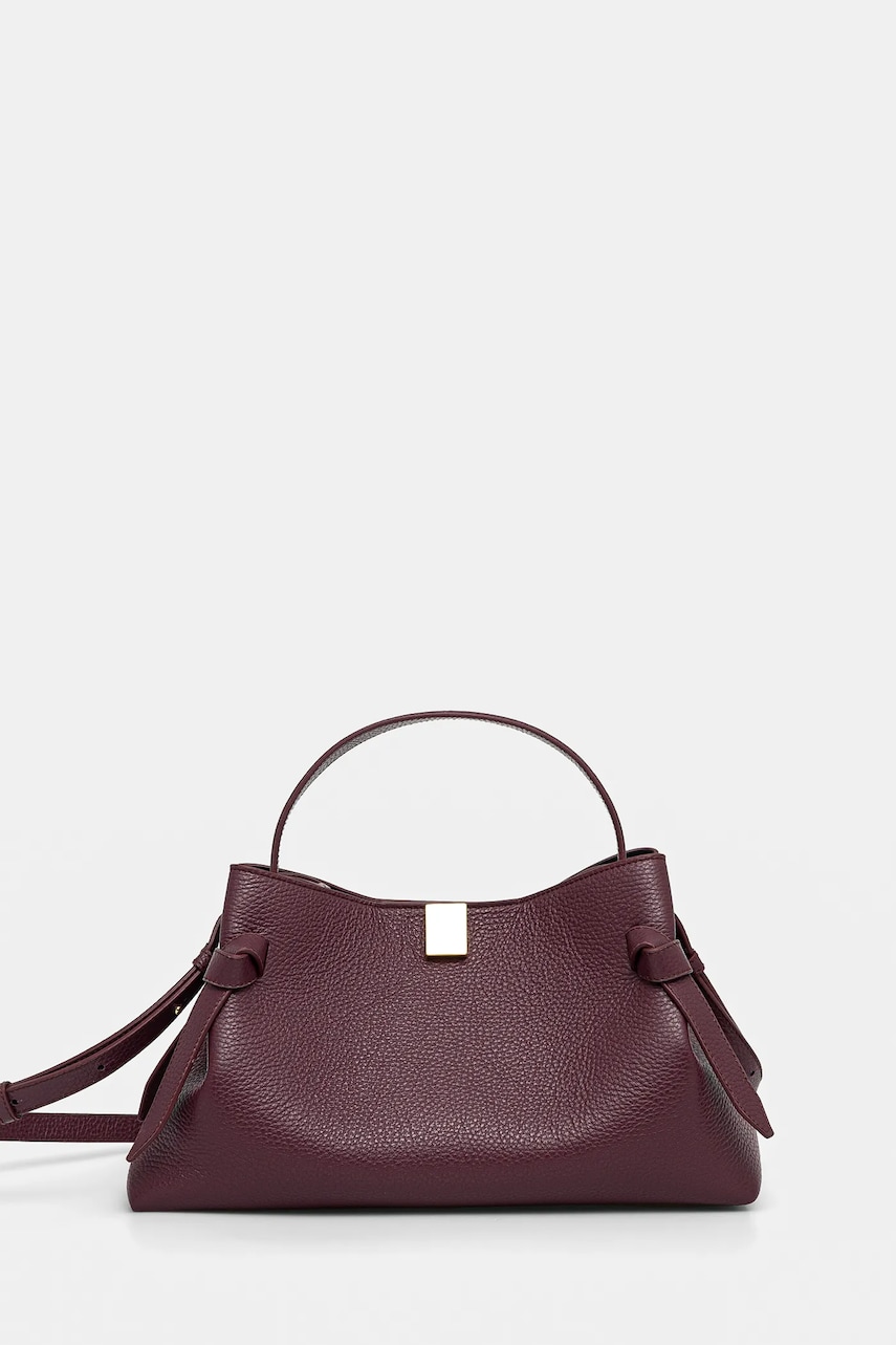Yuzefi geanta de piele GYOZA culoarea bordo, YUZRS25-HB-GZ-L049