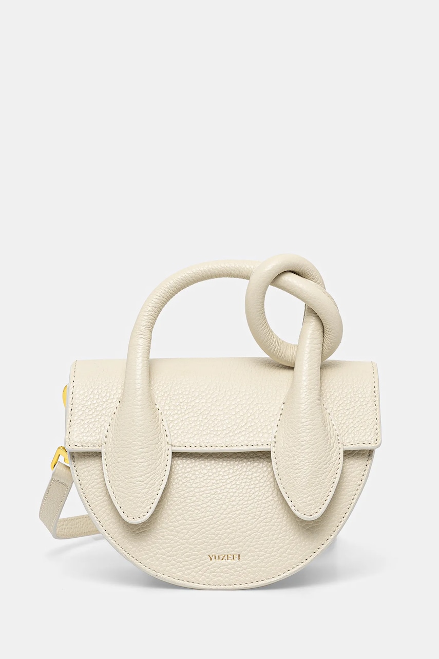 Levně Kožená kabelka Yuzefi PRETZEL béžová barva, YUZCO-HB-PRZ-L031