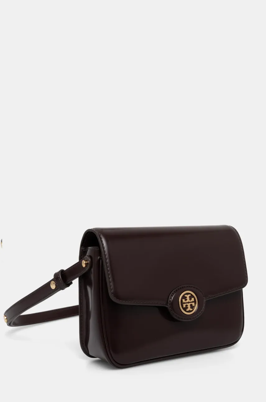 Кожаная сумочка Tory Burch Robinson цвет коричневый 161943.616 Кожаная сумочка Tory Burch Robinson цвет коричневый 161943.616