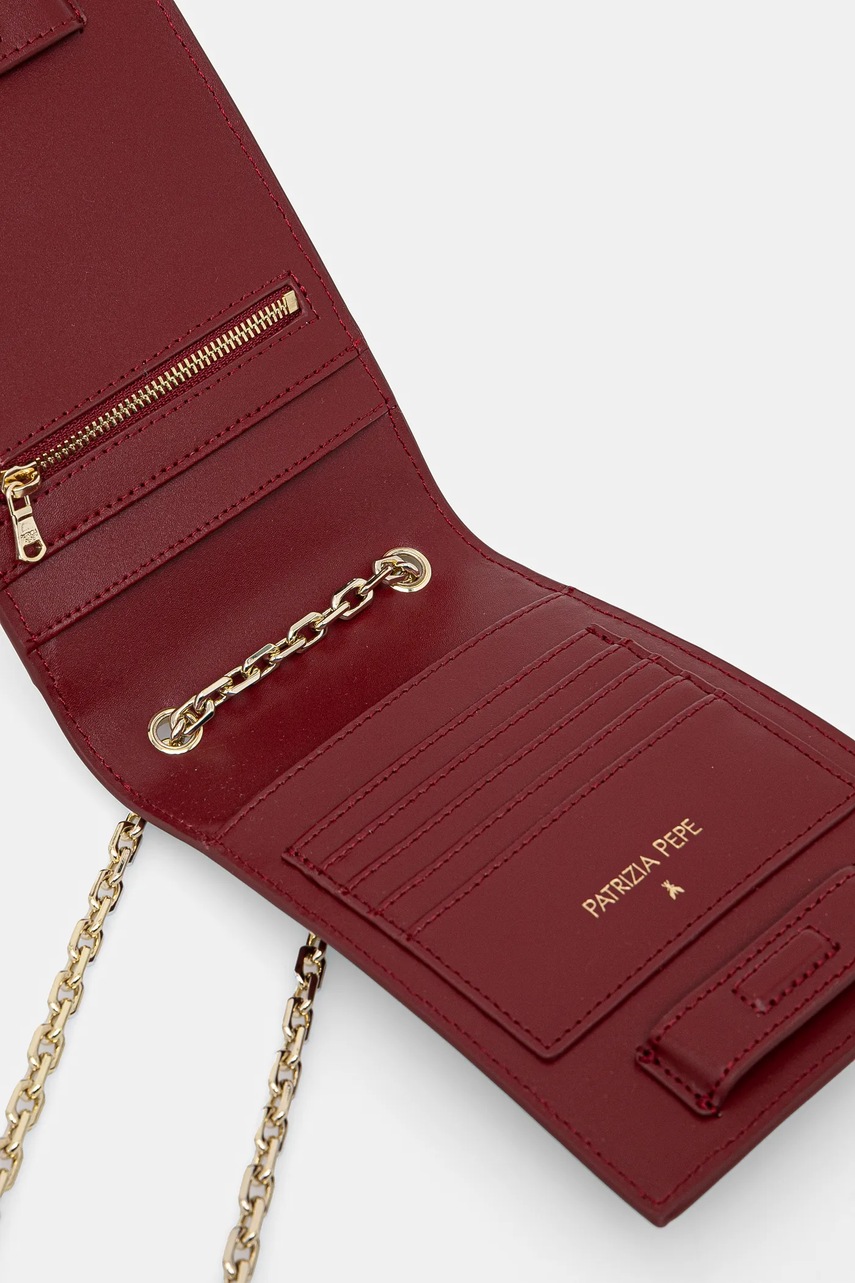 Δερμάτινη τσάντα Patrizia Pepe χρώμα: μπορντό, 2Q0007 L061 φωτογραφία