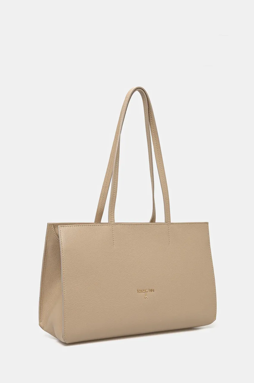Кожаная сумочка Patrizia Pepe цвет бежевый 8B0236 L001 Кожаная сумочка Patrizia Pepe цвет бежевый 8B0236 L001