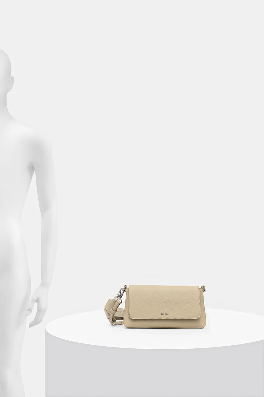 Τσάντα Calvin Klein χρώμα: μπεζ, K60K612805 φωτογραφία