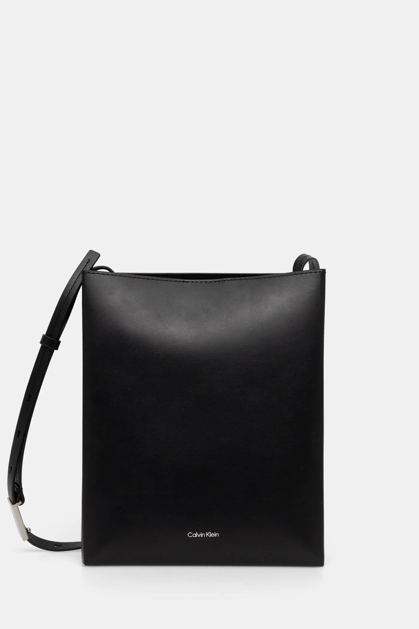 Levně Kožená kabelka Calvin Klein černá barva, LV04F3005G