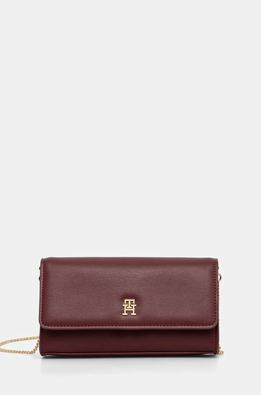 Kabelka Tommy Hilfiger vínová barva, AW0AW16891