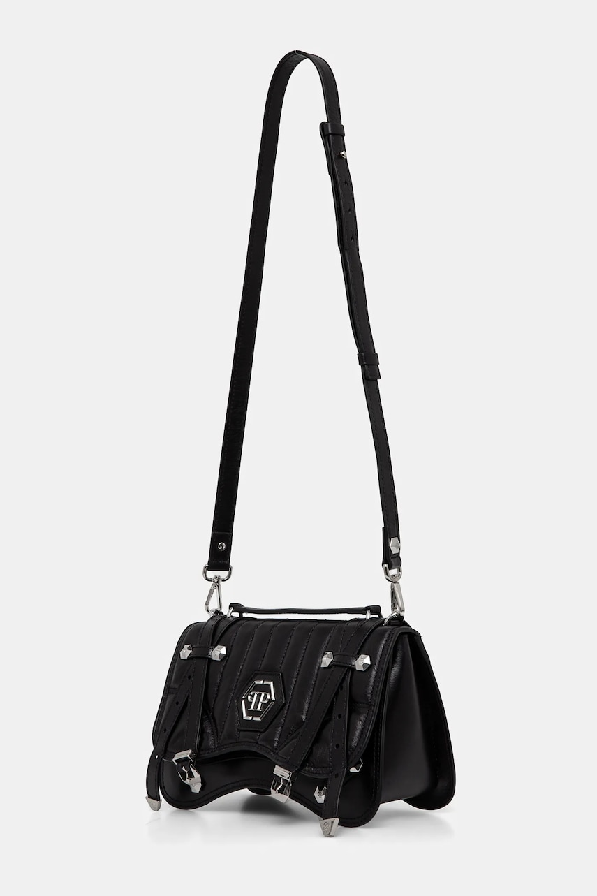 Кожаная сумочка Philipp Plein цвет чёрный SAEA WBA2067 PLE010N Кожаная сумочка Philipp Plein цвет чёрный SAEA WBA2067 PLE010N