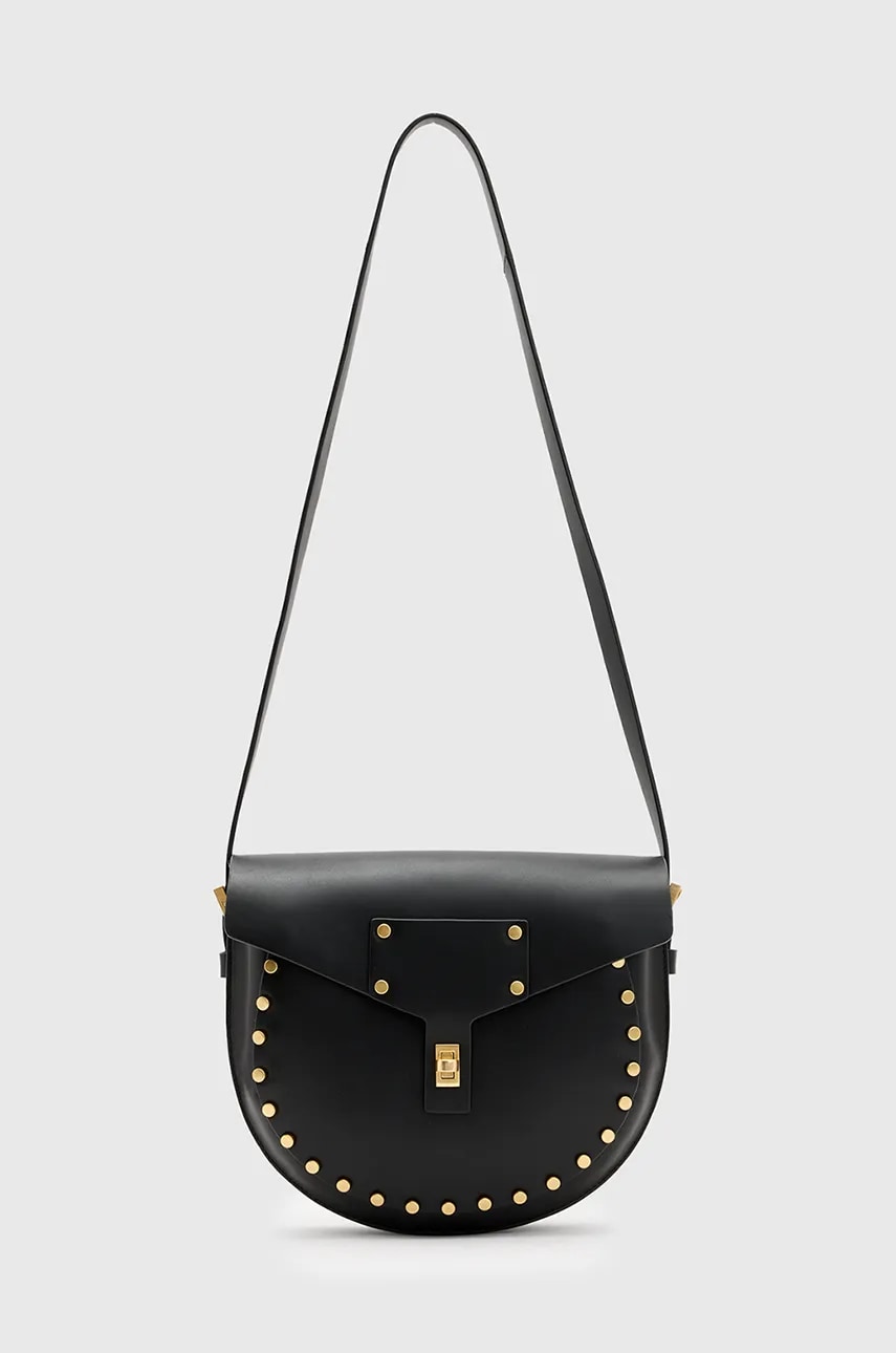 AllSaints poseta de piele MIRO SADDLE culoarea negru, W216XB AllSaints poseta de piele MIRO SADDLE culoarea negru, W216XB