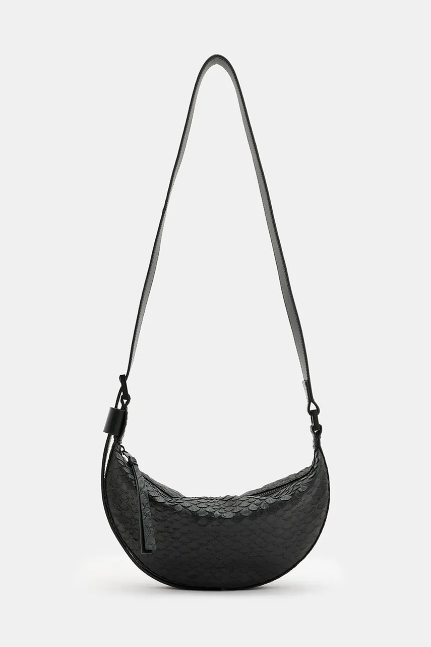 AllSaints poseta de piele HALFMOON SNAKE culoarea negru, W387XB
