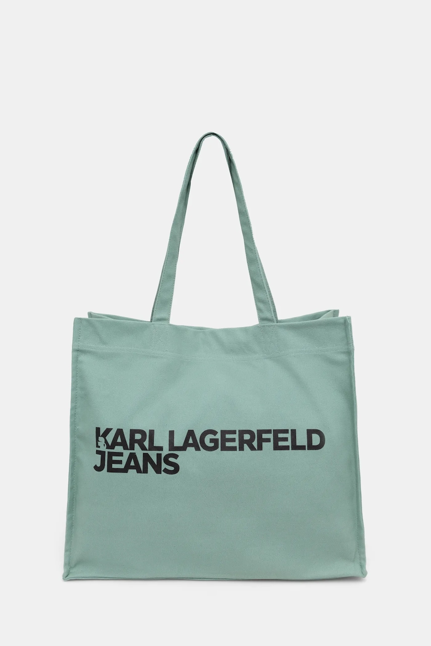 Karl Lagerfeld Jeans geanta de bumbac culoarea verde, A1W50002 Karl Lagerfeld Jeans geanta de bumbac culoarea verde, A1W50002