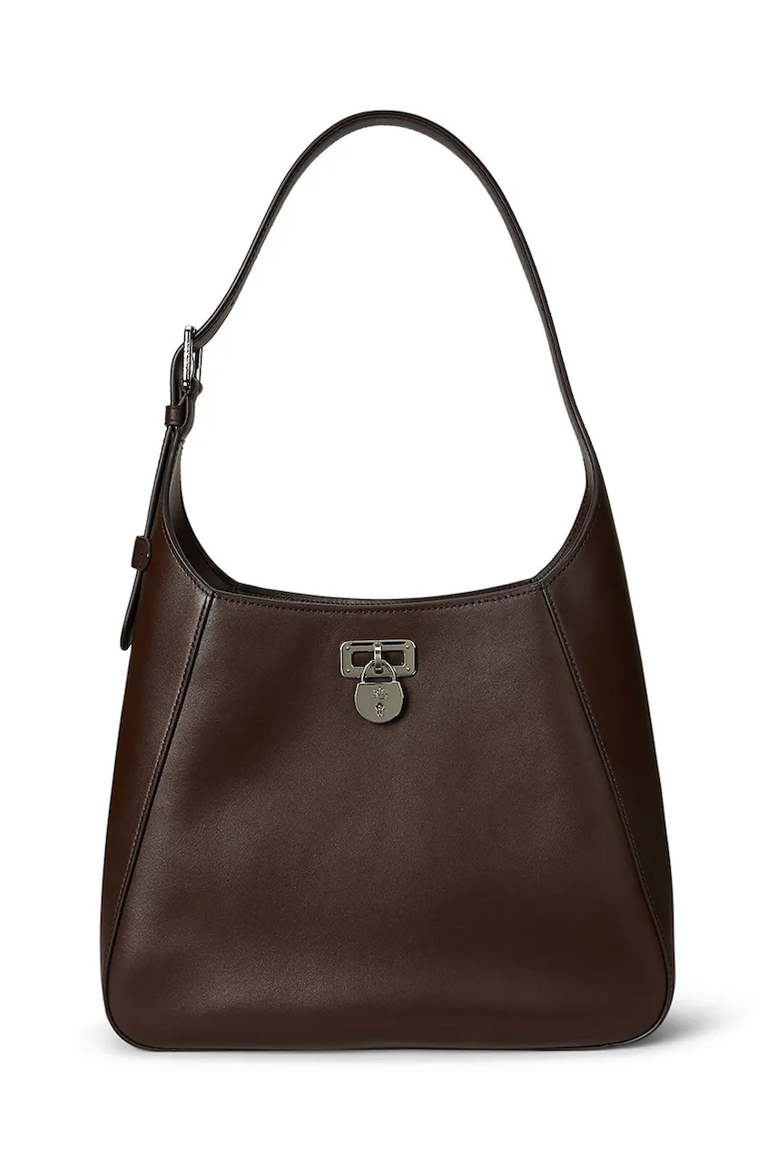 Levně Kožená kabelka Lauren Ralph Lauren hnědá barva, 431956790