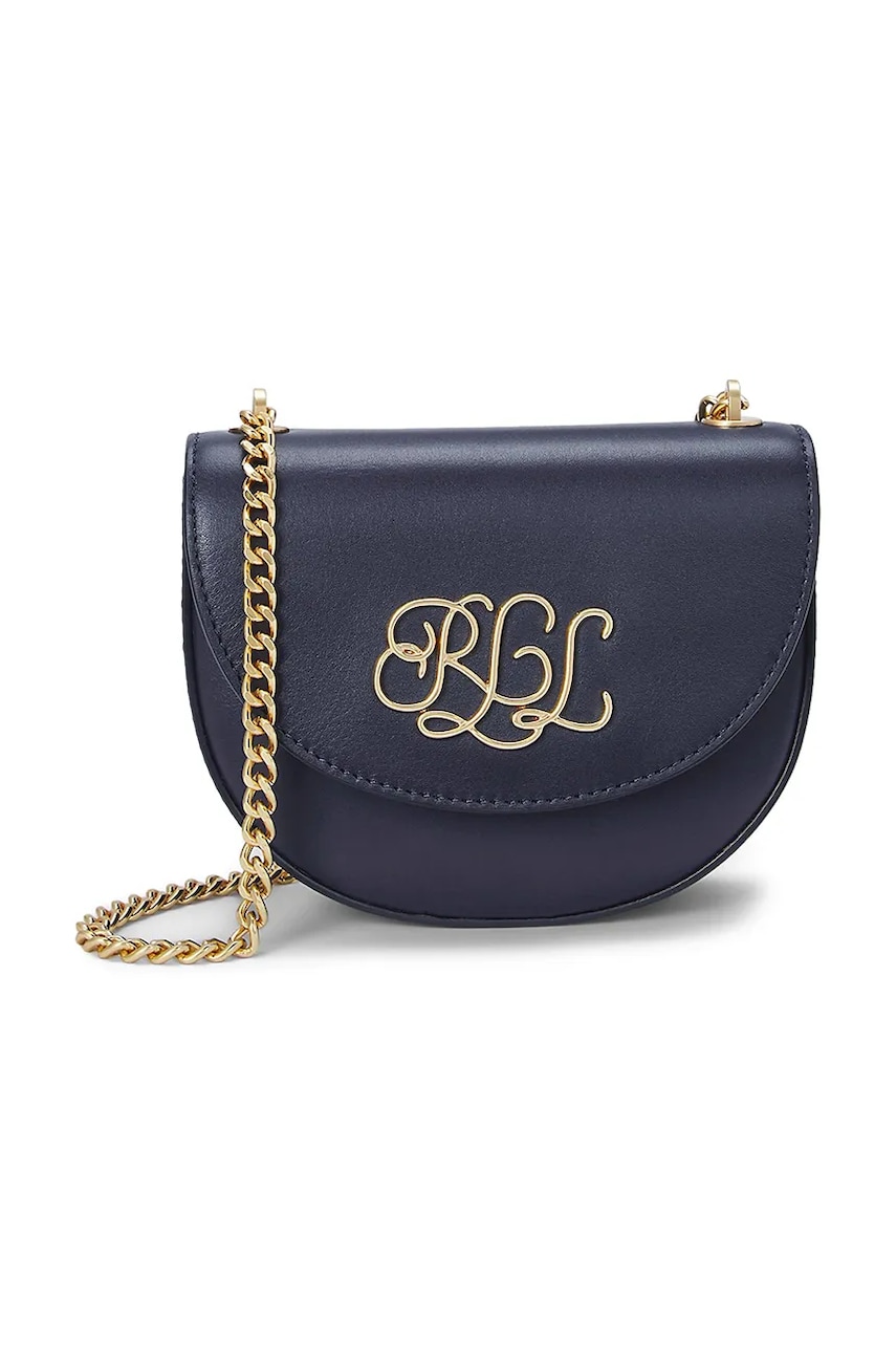 Lauren Ralph Lauren Δερμάτινη τσάντα Lauren Ralph Lauren χρώμα: ναυτικό μπλε, 431958978