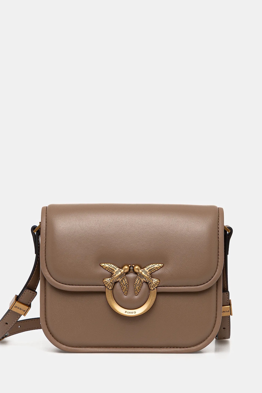 Levně Kožená kabelka Pinko hnědá barva, 104297 A26L