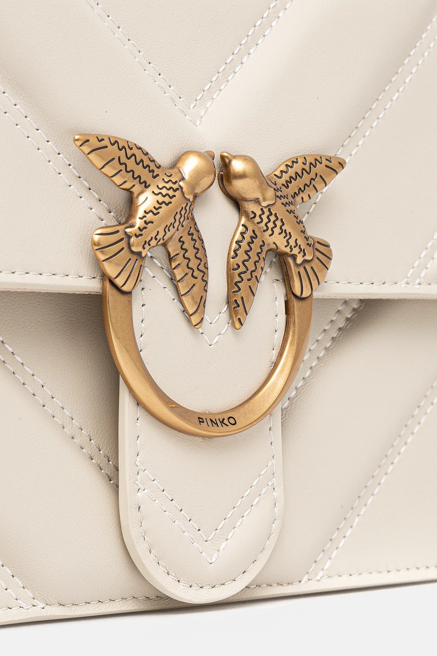 Δερμάτινη τσάντα Pinko χρώμα: μπεζ, 104549 A26Z φωτογραφία