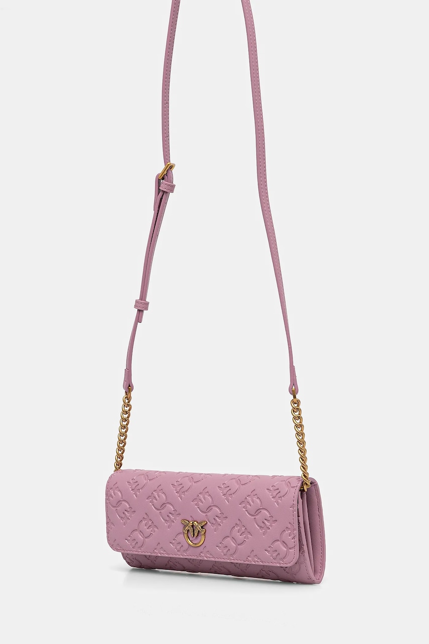 Кожаная сумка Pinko цвет розовый 103765 A1YB Кожаная сумка Pinko цвет розовый 103765 A1YB