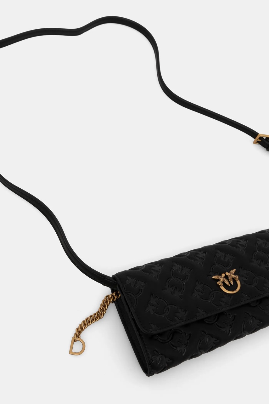 Δερμάτινη τσάντα ώμου Pinko χρώμα: μαύρο, 103765 A1YB φωτογραφία