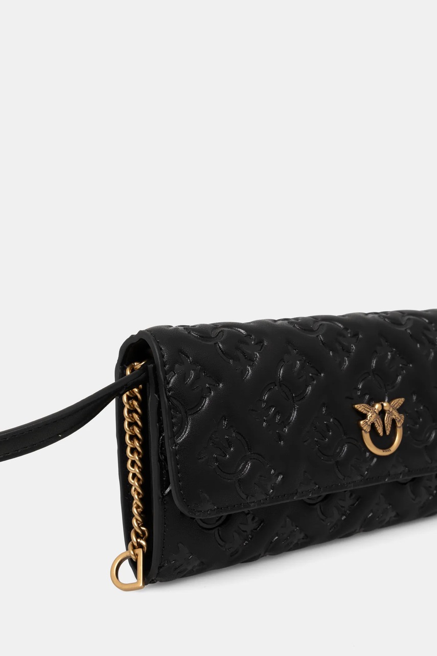 Δερμάτινη τσάντα ώμου Pinko χρώμα: μαύρο, 103765 A1YB φωτογραφία