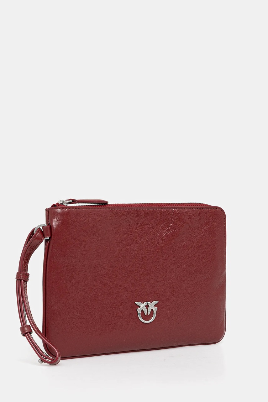 Кожаная сумка Pinko цвет бордовый 104353 A26J