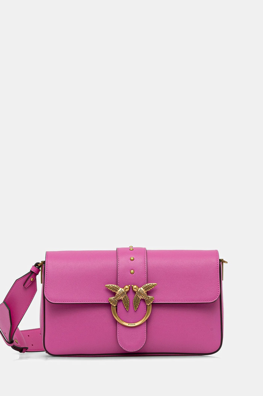 Δερμάτινη τσάντα Pinko χρώμα: μπεζ, 104524 A0QO