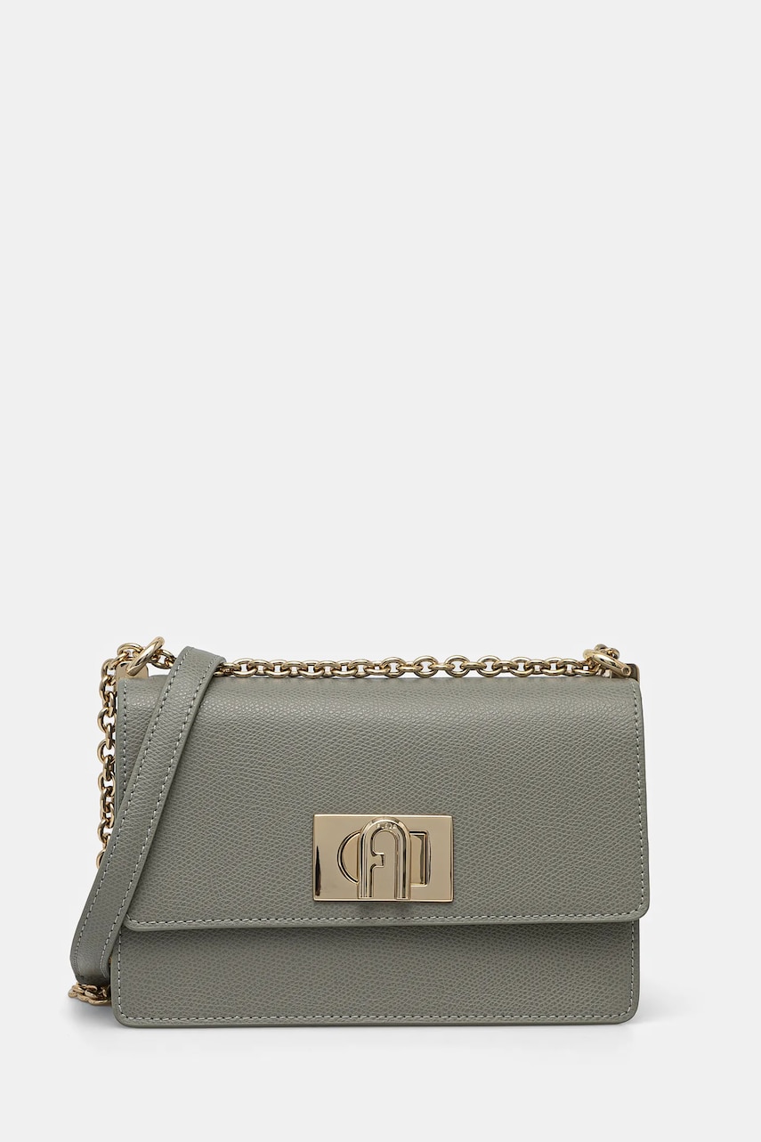 Furla poseta de piele culoarea gri, BAFKACO ARE000 AG700