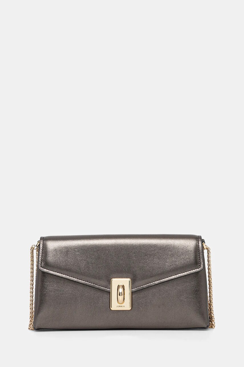 Furla poseta de piele culoarea gri, WB01517 BX3337 DKG00