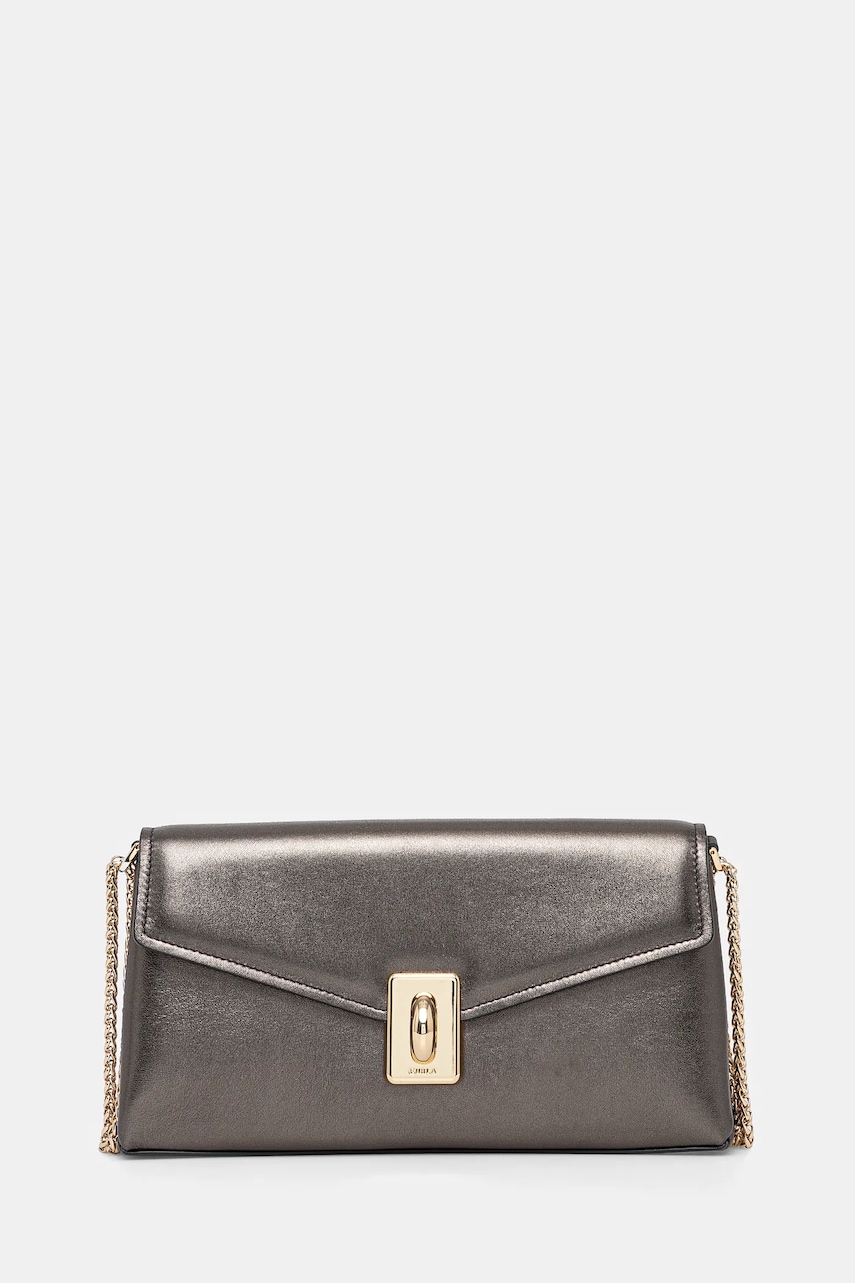 Furla poseta de piele culoarea gri, WB01517 BX3337 DKG00