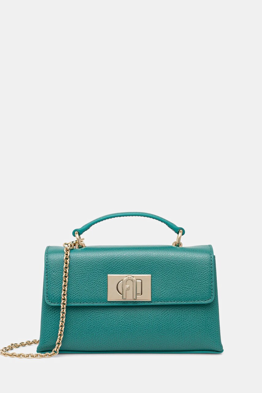 Furla poseta de piele culoarea verde, WE00423 ARE000 D7D00