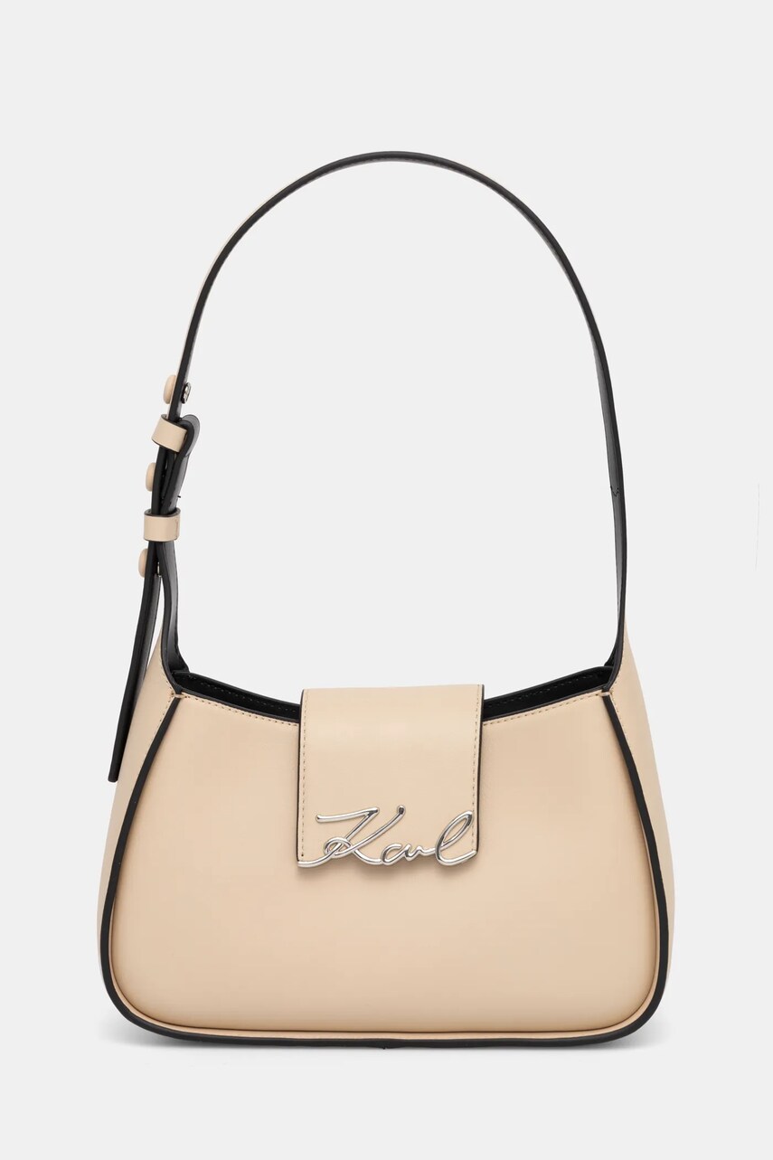 Levně Kožená kabelka Karl Lagerfeld béžová barva, A1W30149