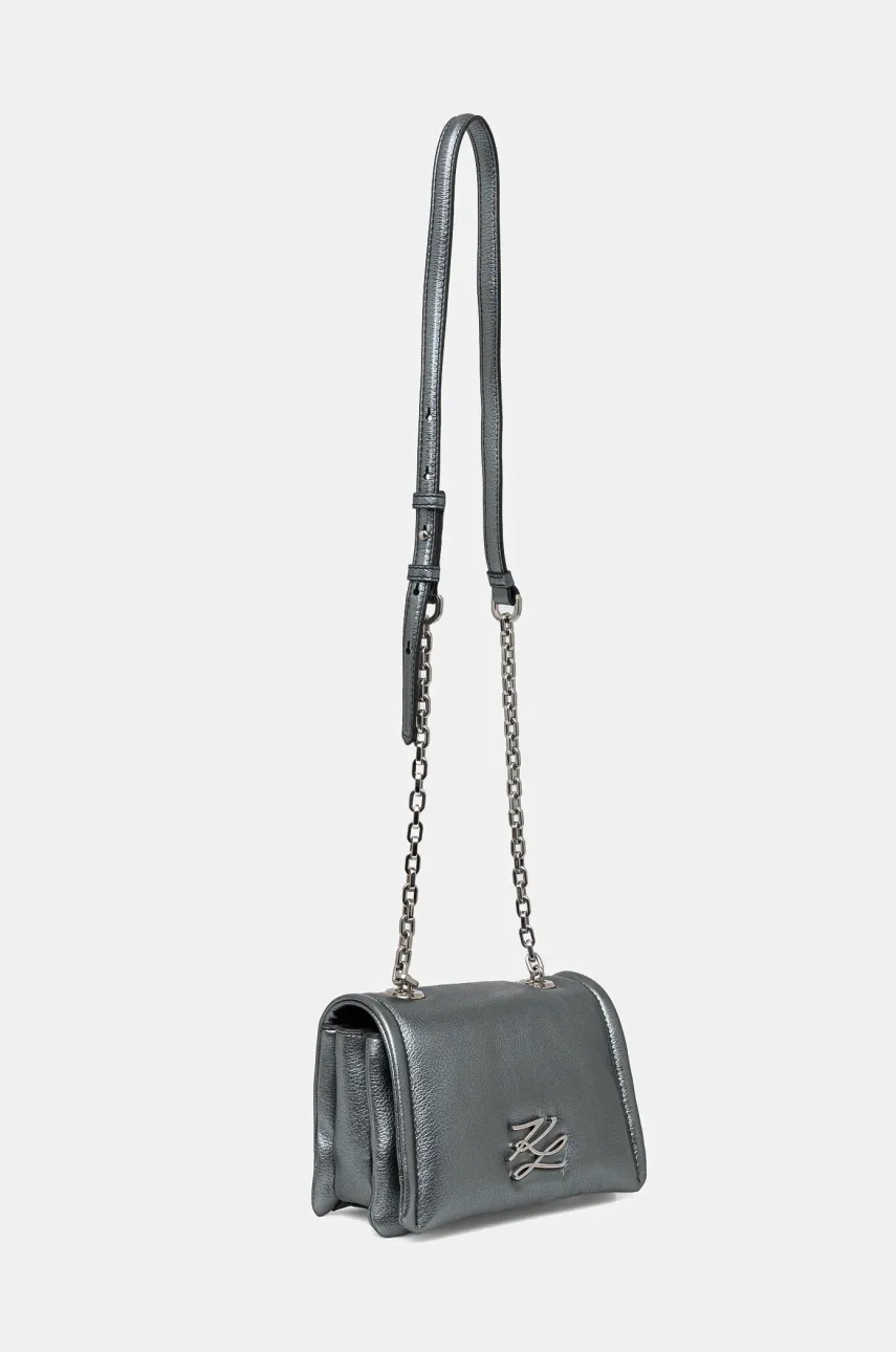 Кожаная сумочка Karl Lagerfeld цвет серый A1W30172 Кожаная сумочка Karl Lagerfeld цвет серый A1W30172