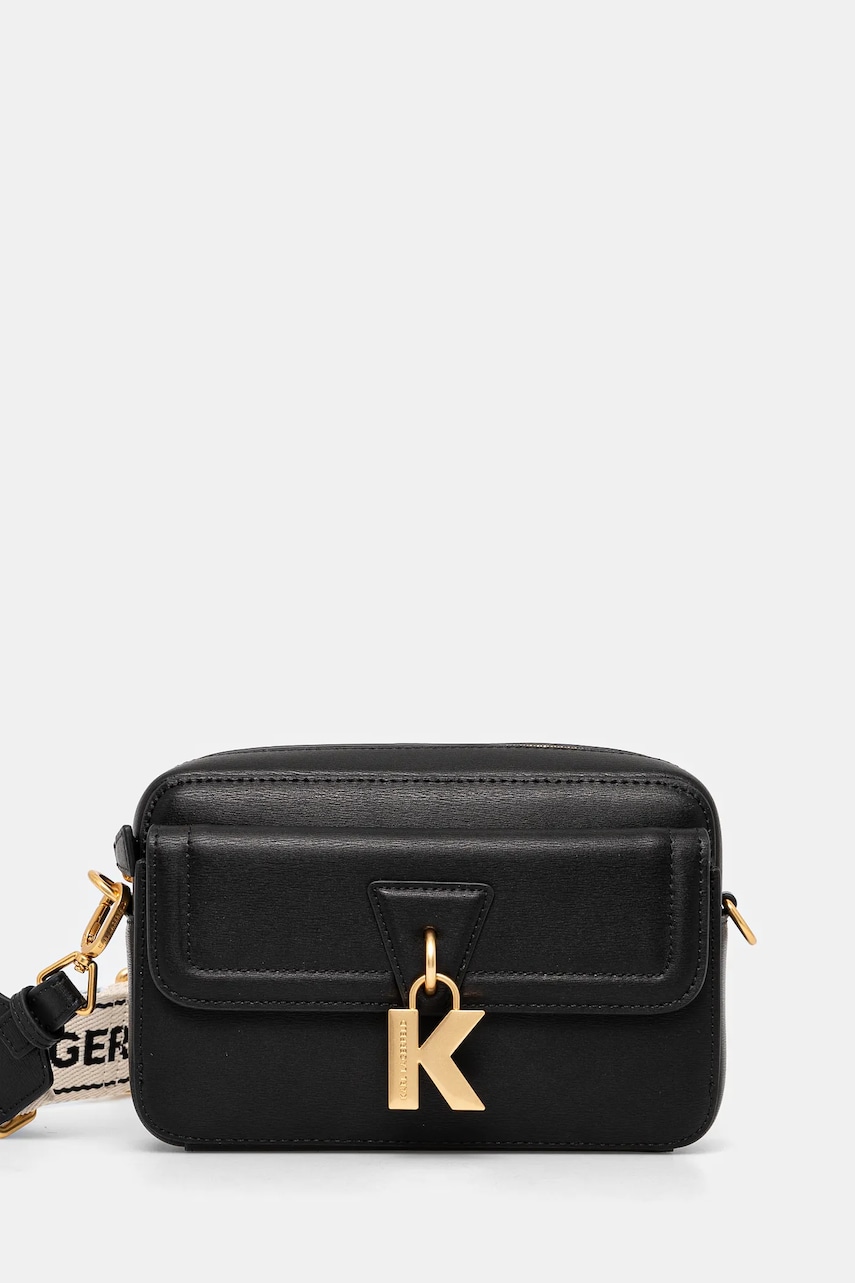 Karl Lagerfeld poseta de piele culoarea negru, A1W30406 Karl Lagerfeld poseta de piele culoarea negru, A1W30406