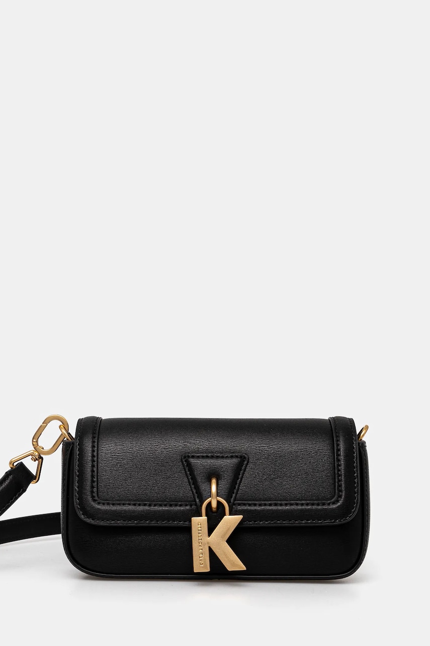 Karl Lagerfeld geantă de piele culoarea negru, A1W30448 Karl Lagerfeld geantă de piele culoarea negru, A1W30448
