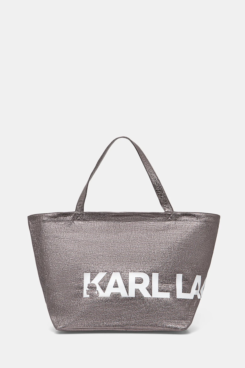Karl Lagerfeld geanta de bumbac culoarea argintiu, A1W50064