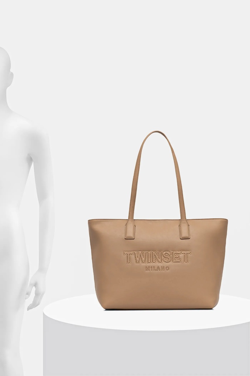 Τσάντα Twinset χρώμα: καφέ, 251TD8020 φωτογραφία