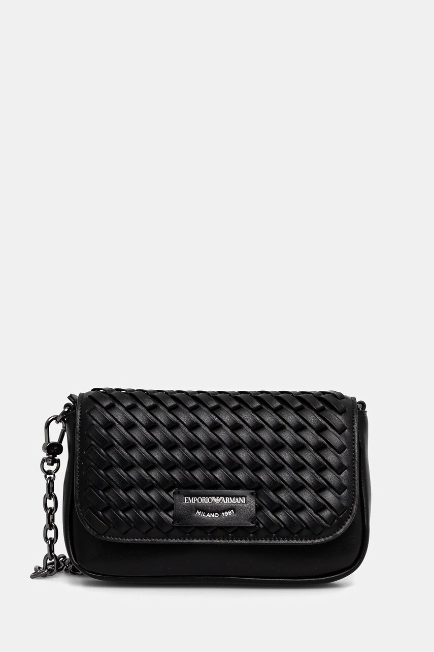 Levně Kožená kabelka Emporio Armani černá barva, EW001923 AF15874
