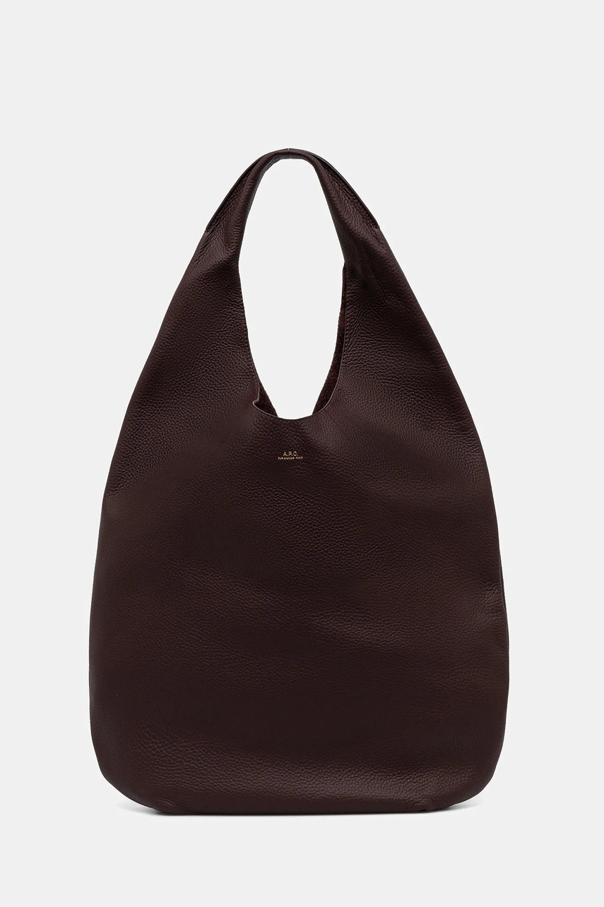 A.P.C. geantă de piele le neige culoarea maro, PXCBC.F67008