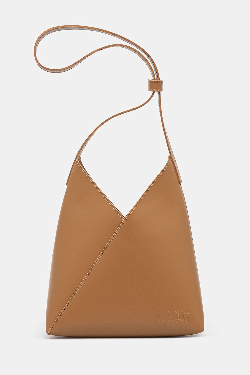 Levně Kožená kabelka MM6 Maison Margiela hnědá barva, SB6ZH0019